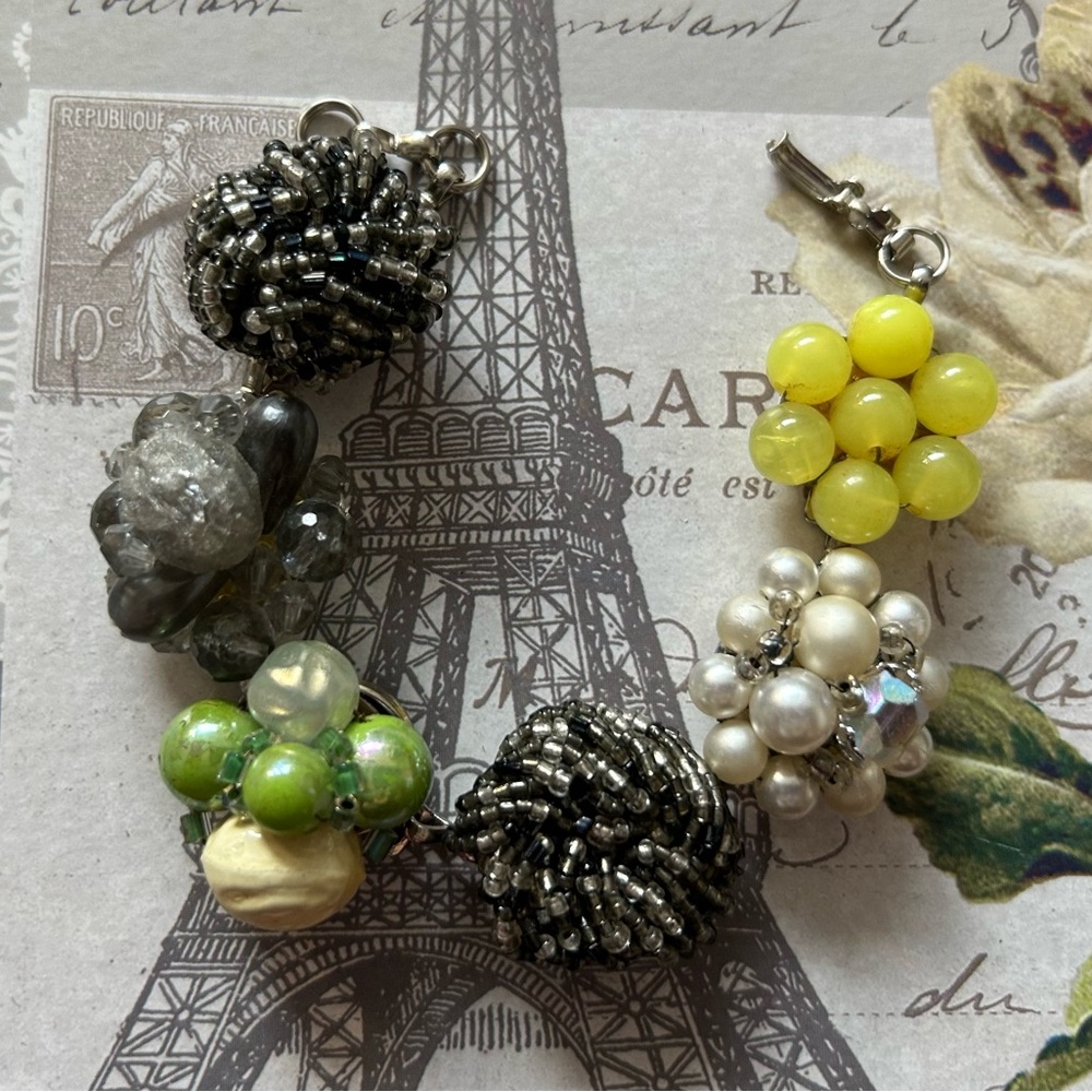 VINTAGE REPURPOSED OLD BEADED CLIP IN EARRINGS into AMAZING BRACELET